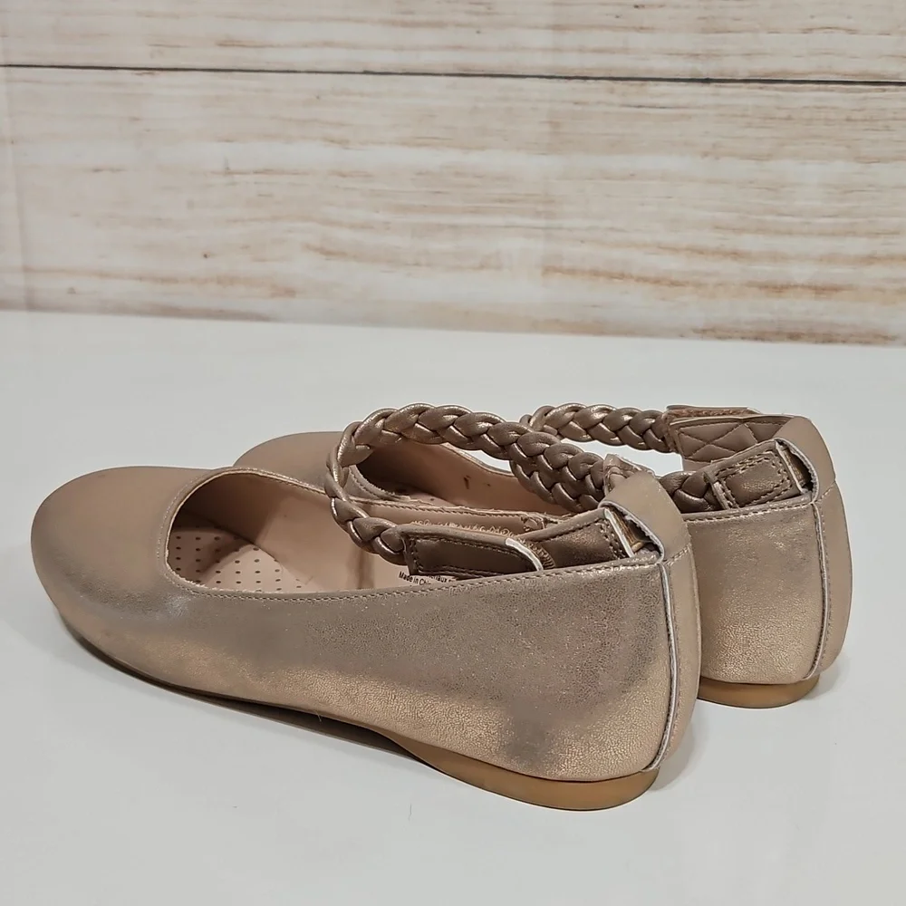 Nordstrom Rack Rose Gold Metallic Braided Flats Girls 2